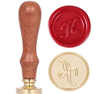 Letter K Wax Seal Stamp, Yoption Vintage Retro Brass Head Wooden Handle Alphabet Letter K
