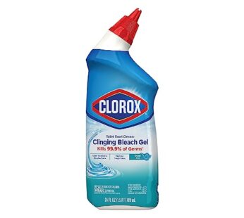 Clorox Toilet Bowl Cleaner, Clinging Bleach Gel, Cool Wave Scent, 24 Ounces