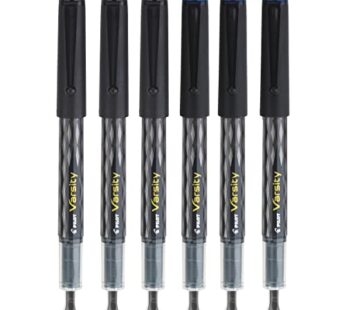 Pilot Varsity Disposable Fountain 6 Pack Combo, 3 Black and 3 Blue Pens