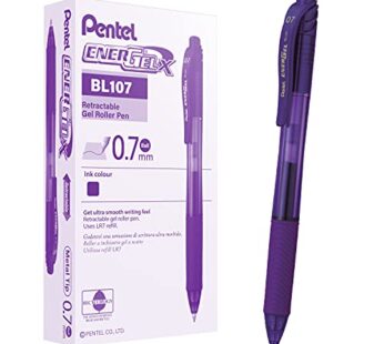 Pentel EnerGel-X Retractable Liquid Gel Pen, (0.7mm) Metal Tip, Medium Line, Violet Ink