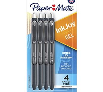 Paper Mate InkJoy Gel Pens, Medium Point, Black, 4 Count