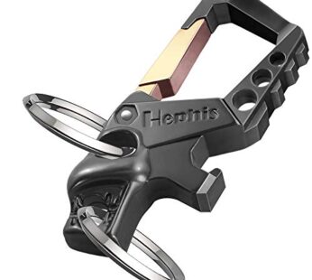 Hephis Heavy Duty Key Chain Bottle Opener,Carabiner Car Key Chains for Men and Women(Black