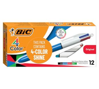 BIC 4-Color Shine Retractable Ball Pens, Medium Point (1.0mm), 12-Count Pack, Retractable