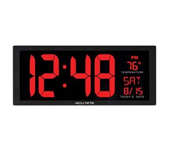 AcuRite Large Digital LED Oversized Wall Clock with Date and Temperature, Perfect for Home