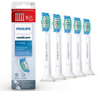 Philips Sonicare Genuine SimplyClean Replacement Toothbrush Heads, 5 Brush Heads, White, H