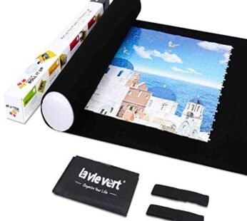 Lavievert Jigsaw Puzzle Roll Mat Puzzle Storage Saver Black Felt Mat, Long Box Package, No