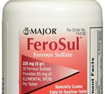Major FeroSul Ferrous Sulfate 325mg, 100 Iron Supplement Tablets each (Value Pack of 3)