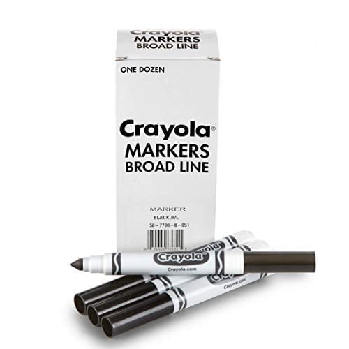 Crayola Broad Line Markers - Black (12ct), Markers for Kids, Bulk School Supplies for Teac