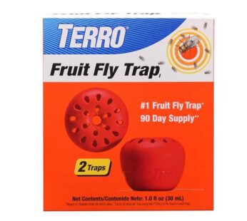 TERRO T2502 Ready-to-Use Indoor Fruit Fly Trap with Built in Window – 2 Traps + 90 day Lur