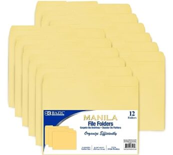 BAZIC Manila File Folder 1/3 Cut Letter Size, Left Right Center Tabs Positions, for Organi