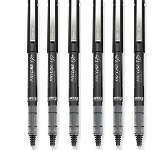 Pilot Precise V7 Stick Rolling Ball Pens Fine Point, Black Ink, 6 Pack