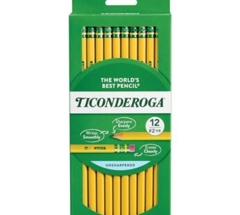 Ticonderoga Wood-Cased Pencils, Unsharpened, 2 HB Soft, Yellow, 12 Count
