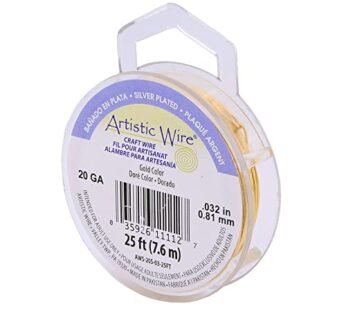 Artistic Wire 81 mm Silver Plated Tarnish Resistant Copper Craft Wire Gold Color, 20 Gauge