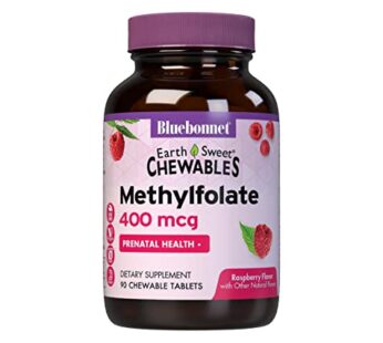 Bluebonnet Earth Sweet Cellular Active Methylfolate 400 mcg Chewable Tablets, 90 Count