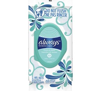 Always Feminine Wipes, Fresh & Clean, Soft Pack, 32 Count