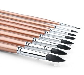 Transon 8pcs Round Watercolor Paint Brush Set Goat Hair for Watercolors,Acrylics,Inks,Goua