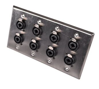 Seismic Audio SA-PLATE34 Stainless Steel Wall Plate 4 Gang with 8 XLR and 1/4-Inch Combo C