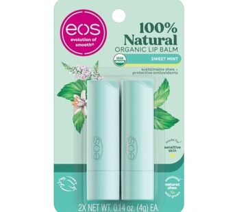 eos 100% Natural & Organic Lip Balm Sticks- Sweet Mint, All-Day Moisture, Dermatologist Re