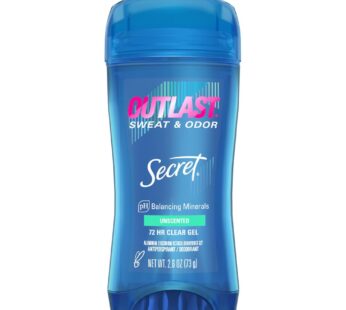 Secret Antiperspirant Deodorant for Women, Unscented, Clear Gel, Outlast Xtend, 2.6 Oz (Pa