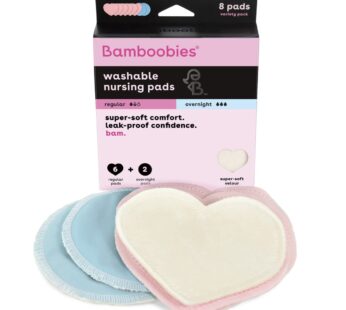 Bamboobies Women?s Nursing Pads, Reusable and Washable, Blue and Light Pink, 3 Regular Pai