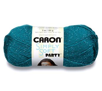 Caron Simply Soft Party Yarn, Gauge 4 Medium Worsted, – 3 oz – Teal Sparkle – For Crochet,