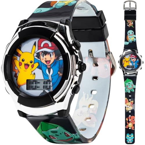 Accutime Pokemon Kids Digital Watch Pikachu & Ash, Easy-to-Read LCD Display, Educational Q - Image 2