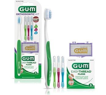 GUM Orthodontic Kit Features Orthodontic Toothbrush, 3 Proxabrush Sizes and shred-resist
