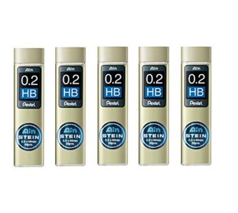 Pentel Ain Mechanical Pencil Leads 0.2mm HB, 5 Pack/total 100 Leads Value Set