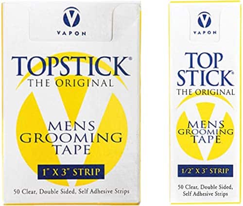 Topstick Men's Clear Double Sided Grooming Tape Bundle - (1 Box of 50 Strips) 1" x 3" & (1