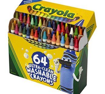Crayola Ultra Clean Washable Crayons, Built in Sharpener, 64 Count, Kids at Home Activitie