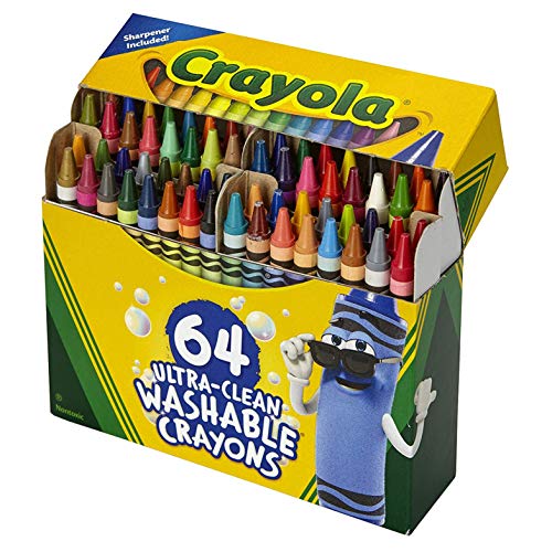 Crayola Ultra Clean Washable Crayons, Built in Sharpener, 64 Count, Kids at Home Activitie