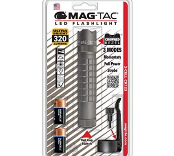 Maglite Mag-Tac LED 2-Cell CR123 Flashlight – Crowned-Bezel, Urban Gray
