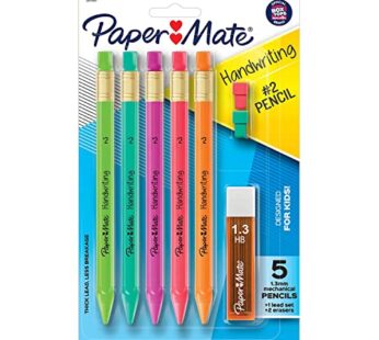 Paper Mate Handwriting Triangular Mechanical Pencil Set with Lead & Eraser Refills, 1.3mm,