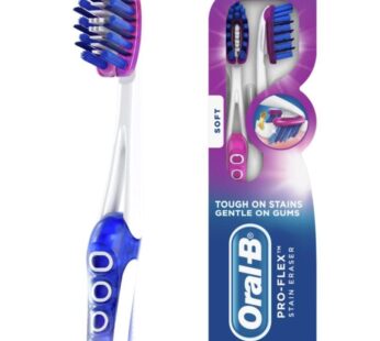 Oral-B 3D White Luxe Stain Eraser Toothbrushes, Soft, 2 Count