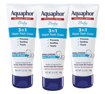 Aquaphor Baby Diaper Rash Cream, 3-in-1 Diaper Rash Relief, 3.5 Oz Tube, Pack of 3