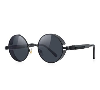 MERRY’S Gothic Steampunk Sunglasses for Women Men Round Lens, Black, Size Free
