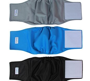 Teamoy Reusable Wrap Diapers for Male Dogs, Washable Puppy Belly Band Pack of 3 (M, 13″-16