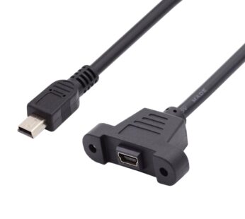 cablecc Panel Mount Type Mini USB2.0 5Pin Male to Female Extension Adapter Cable with Scre