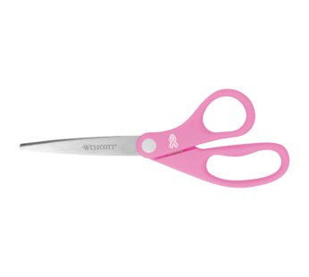 Westcott 15387 8-Inch Pink Ribbon Stainless Steel Scissors For Office and Home
