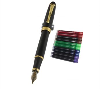 Gullor Jinhao 450 Normal nib Fountain Pen Black with 5 color Ink Cartridges