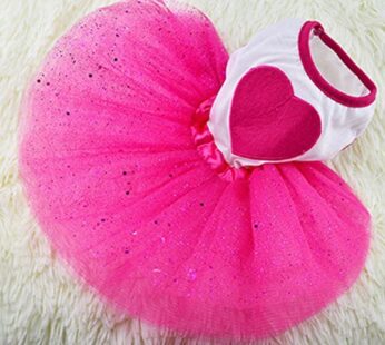Idepet Spring Summer Pet Dog Cat Puppy Tutu Princess Dress Heart Printed Lace Dog Skirt Pe