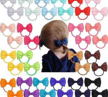 C LLOT Toddler Hair Ties 40pcs 2.75″ Baby Girls Hair Bows Tie Baby Bows Elastics Rubber Ri