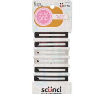 Scunci by Conair No-Slip Grip Stay Tight Barrettes – hair barrettes for women – hair acces