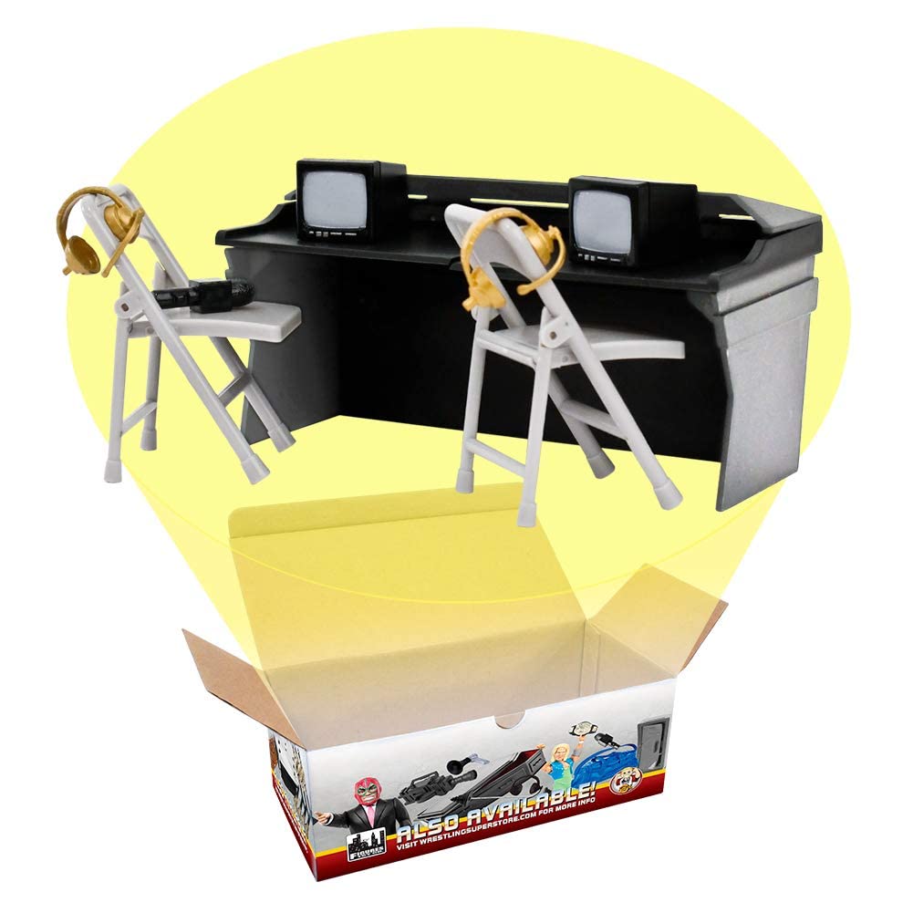 Black & Gray Commentator Table Playset for Wrestling Action Figures - Image 2
