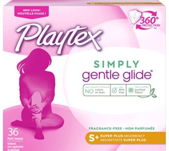 Playtex Simply Gentle Glide Tampons, Super Plus Absorbency, Fragrance-Free – 36ct
