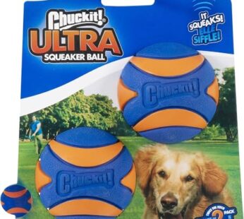 Chuckit! Ultra Squeaker Ball Dog Toy, Medium (2.5 Inch) 2 Pack, for Medium Breeds