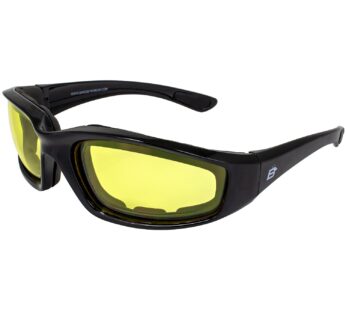 Birdz Eyewear Oriole Padded Motorcycle Glasses (Black Frame/Yellow Lens)