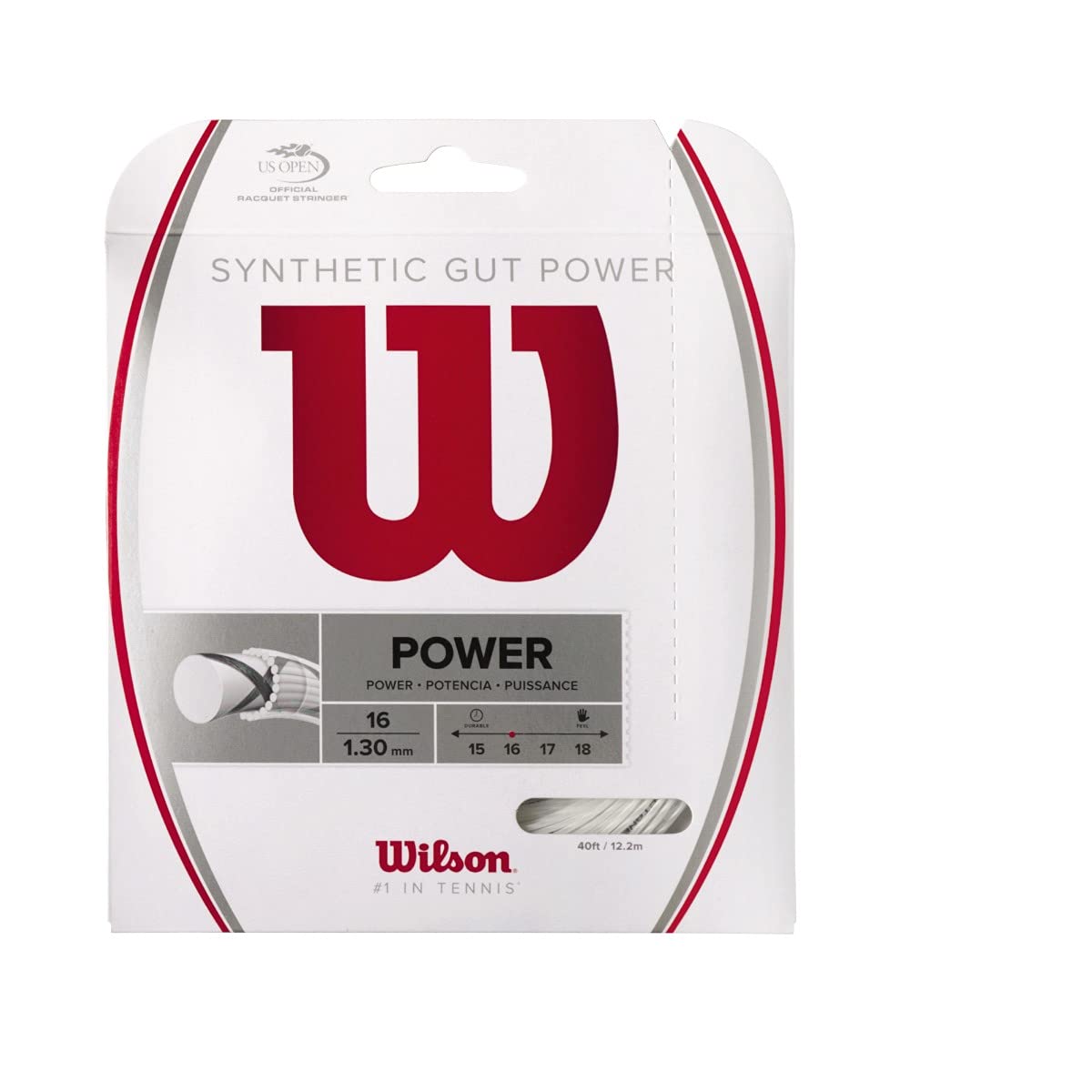 Wilson Synthetic Gut Power 16 Tennis String - Set, White