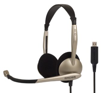 Koss CS100 USB Double Sided On-Ear Headset with Boom Microphone, Lightweight Design, Black