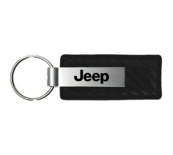 Au-TOMOTIVE GOLD, INC Jeep Cherokee Black Carbon Fiber Texture Leather Key Chain